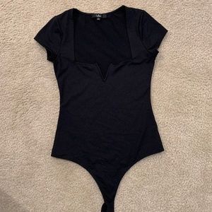 Lulu's Black  low V-neck Body suit